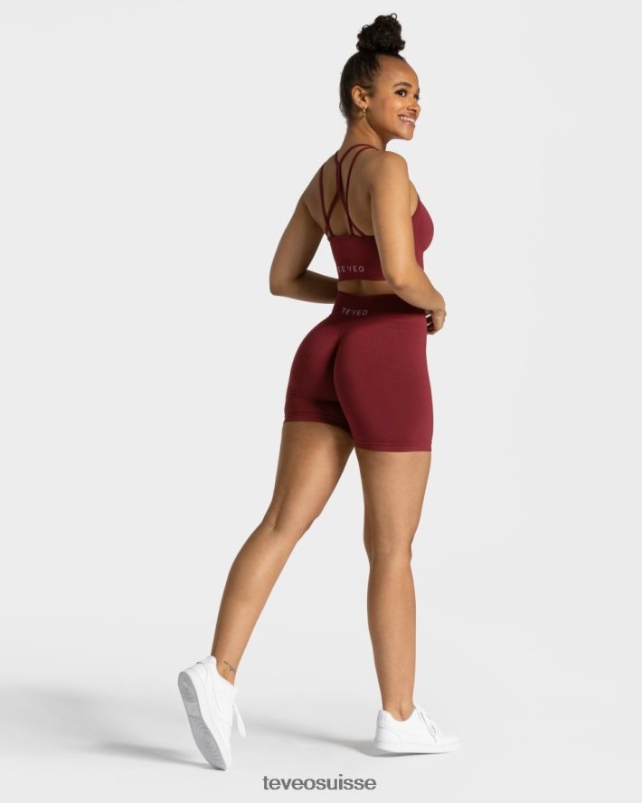 vêtements femmes TEVEO 40204P228 short scrunch intemporel vin rouge