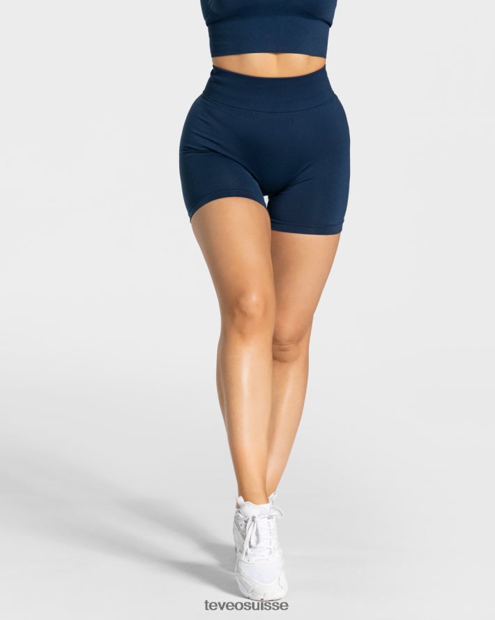 vêtements femmes TEVEO 40204P231 short scrunch tendance bleu foncé