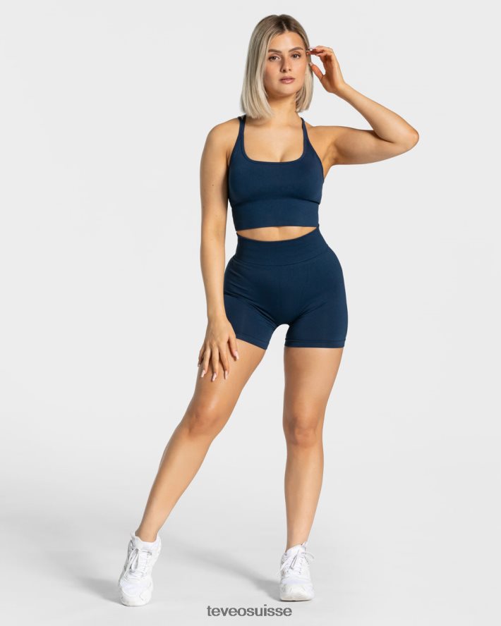 vêtements femmes TEVEO 40204P231 short scrunch tendance bleu foncé