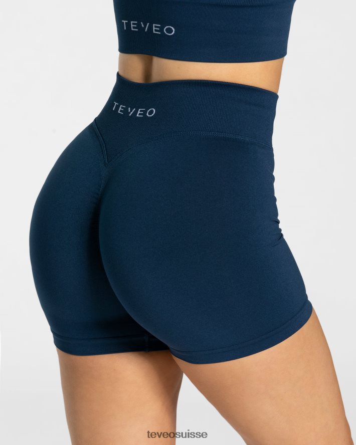 vêtements femmes TEVEO 40204P231 short scrunch tendance bleu foncé