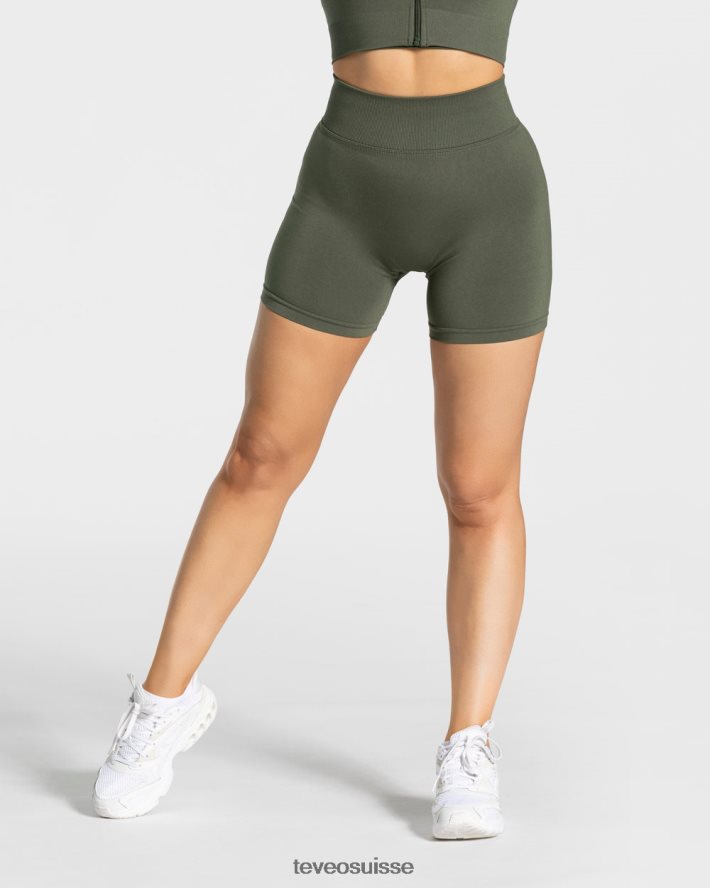 vêtements femmes TEVEO 40204P237 short scrunch tendance kaki