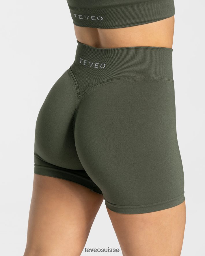 vêtements femmes TEVEO 40204P237 short scrunch tendance kaki