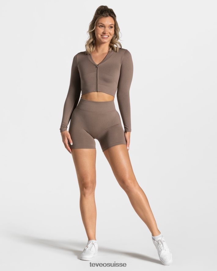 vêtements femmes TEVEO 40204P238 short scrunch tendance moka