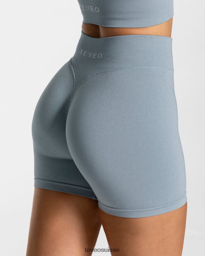 vêtements femmes TEVEO 40204P243 short scrunch tendance bleu acier