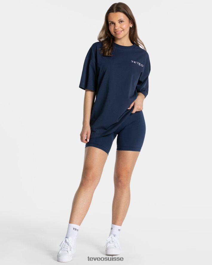vêtements femmes TEVEO 40204P463 t-shirt oversize emblématique bleu foncé