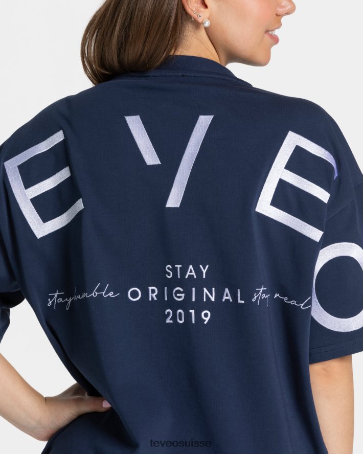 vêtements femmes TEVEO 40204P463 t-shirt oversize emblématique bleu foncé