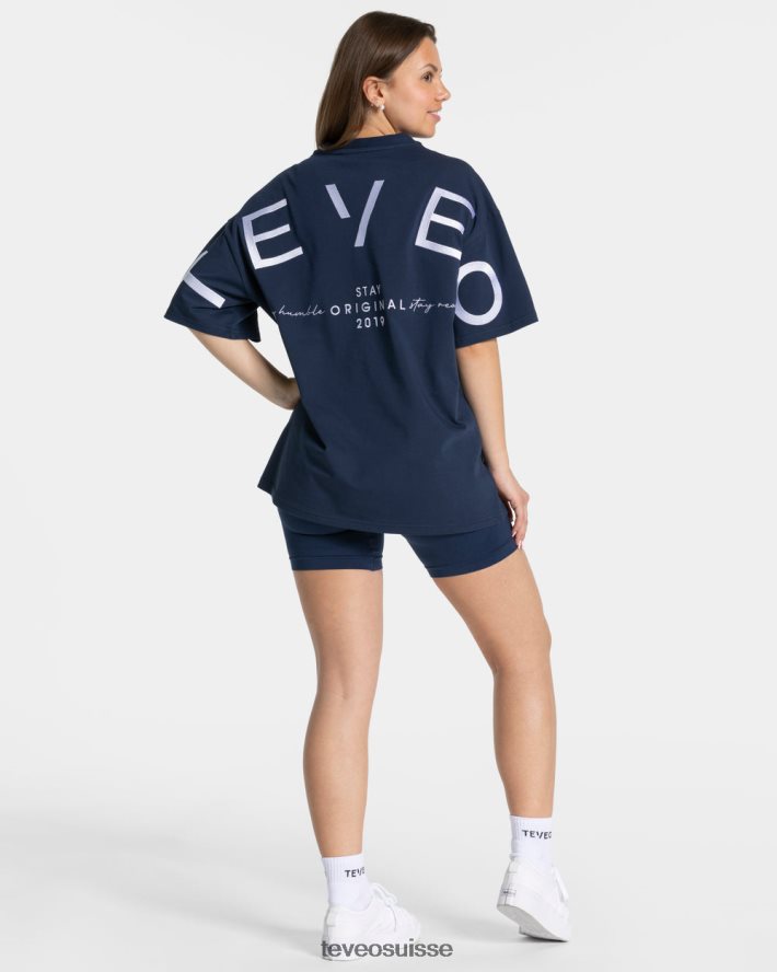 vêtements femmes TEVEO 40204P463 t-shirt oversize emblématique bleu foncé