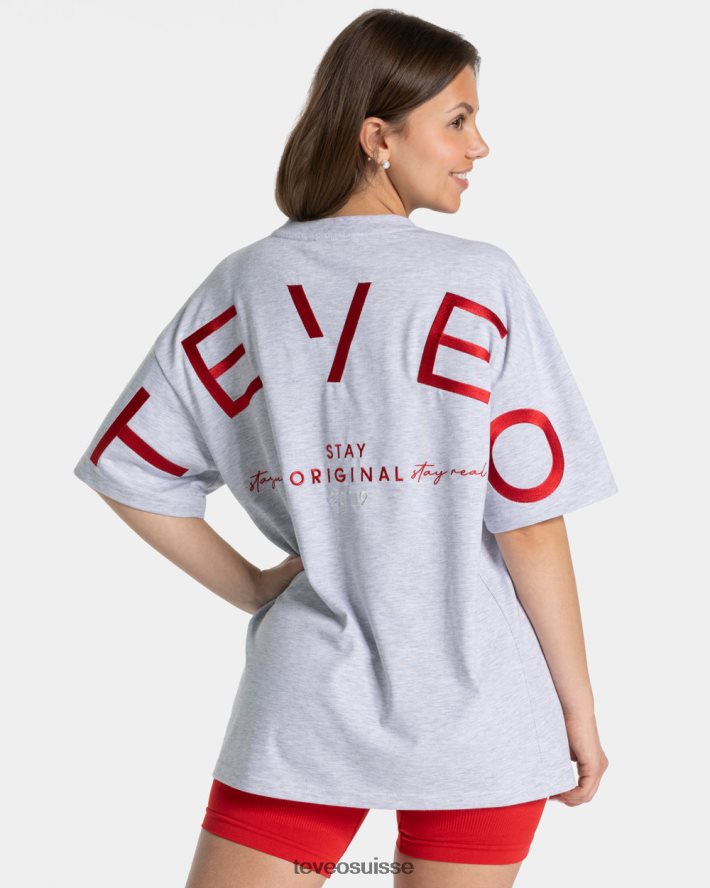 vêtements femmes TEVEO 40204P464 t-shirt oversize emblématique gris clair