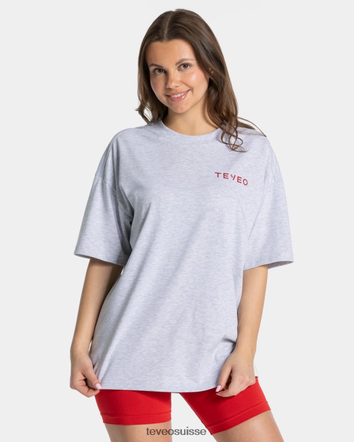 vêtements femmes TEVEO 40204P464 t-shirt oversize emblématique gris clair