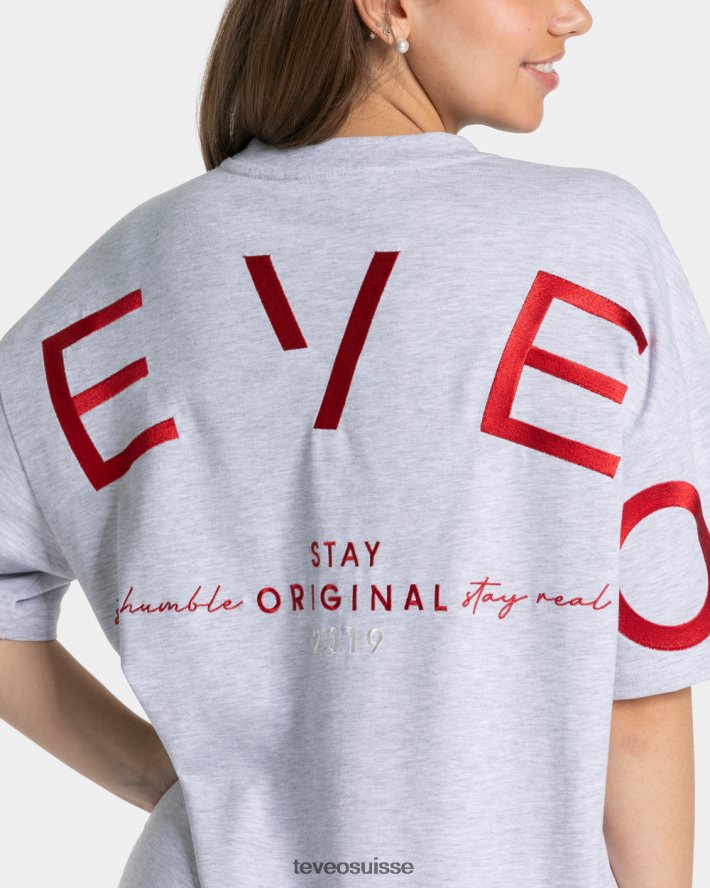 vêtements femmes TEVEO 40204P464 t-shirt oversize emblématique gris clair