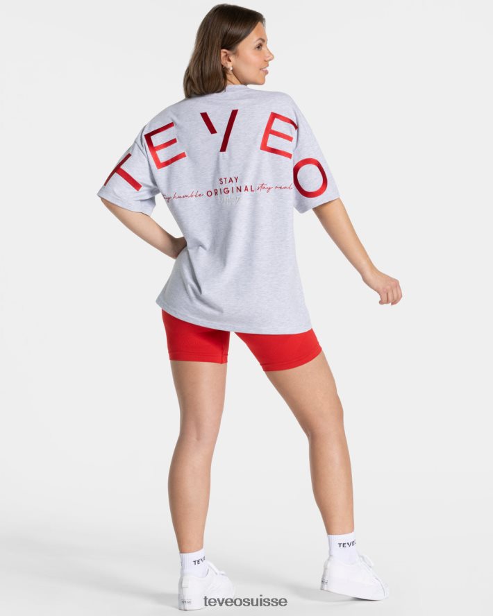 vêtements femmes TEVEO 40204P464 t-shirt oversize emblématique gris clair