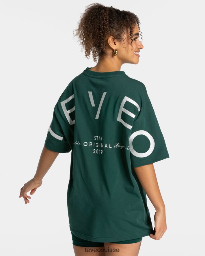 vêtements femmes TEVEO 40204P465 t-shirt oversize emblématique vert foncé