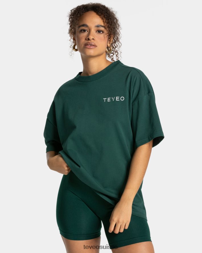 vêtements femmes TEVEO 40204P465 t-shirt oversize emblématique vert foncé