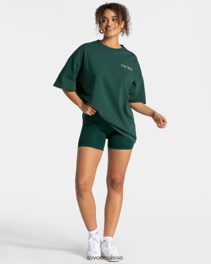 vêtements femmes TEVEO 40204P465 t-shirt oversize emblématique vert foncé