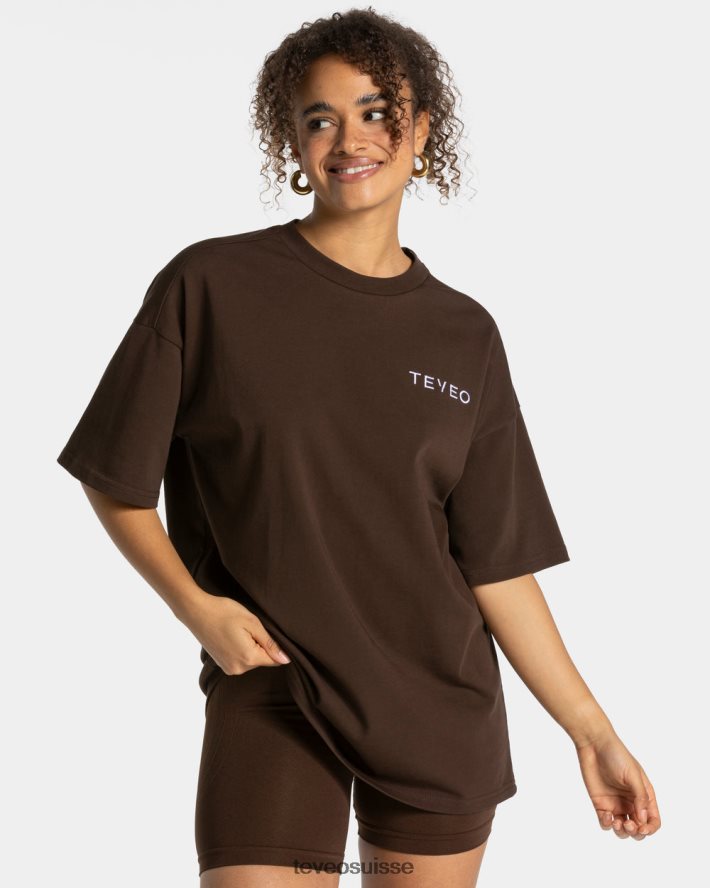 vêtements femmes TEVEO 40204P466 t-shirt oversize emblématique marron foncé