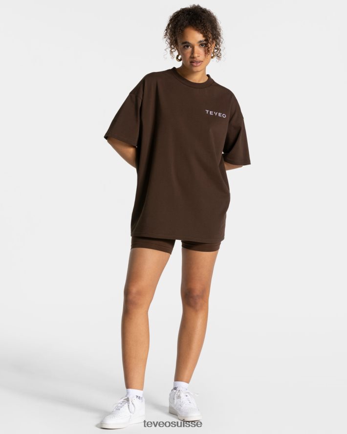 vêtements femmes TEVEO 40204P466 t-shirt oversize emblématique marron foncé