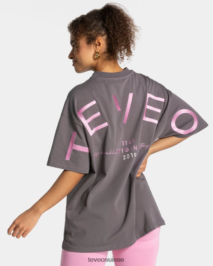 vêtements femmes TEVEO 40204P467 t-shirt oversize emblématique graphite