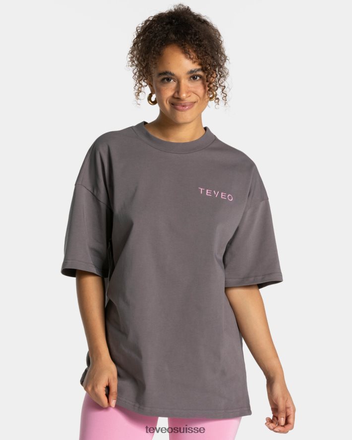 vêtements femmes TEVEO 40204P467 t-shirt oversize emblématique graphite