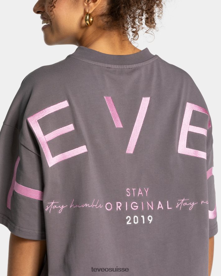 vêtements femmes TEVEO 40204P467 t-shirt oversize emblématique graphite