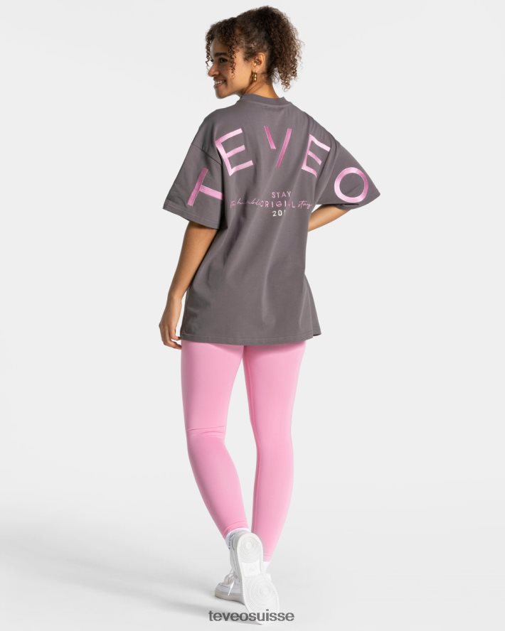 vêtements femmes TEVEO 40204P467 t-shirt oversize emblématique graphite