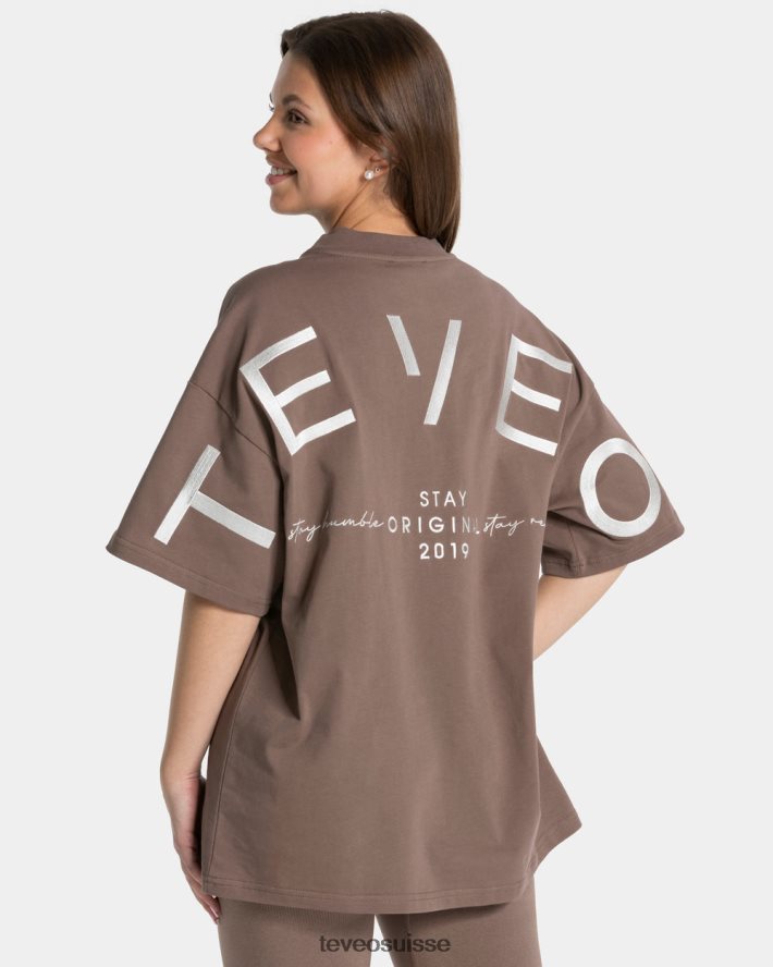 vêtements femmes TEVEO 40204P468 t-shirt oversize emblématique moka