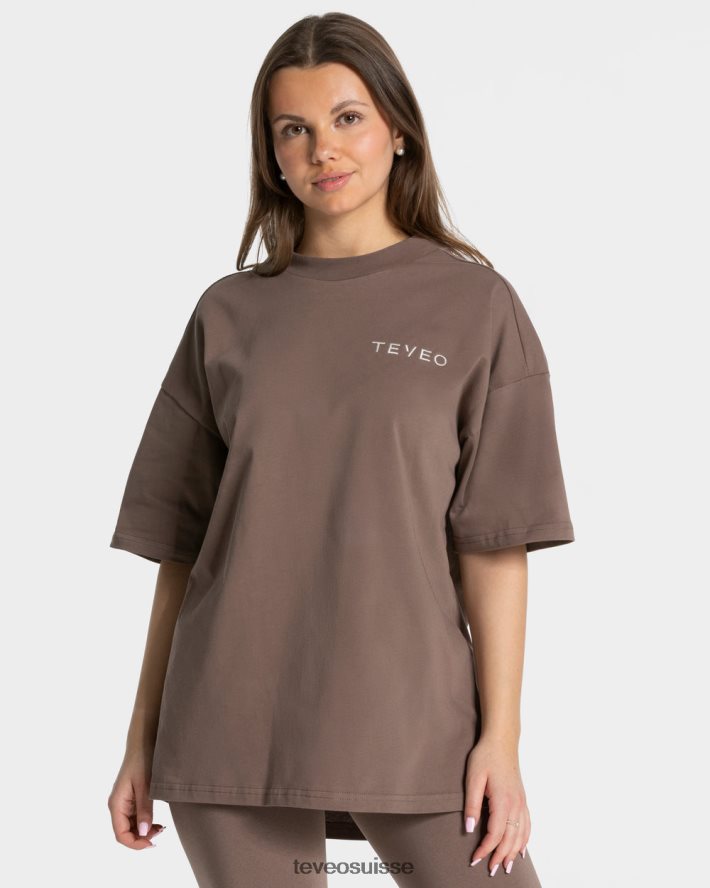 vêtements femmes TEVEO 40204P468 t-shirt oversize emblématique moka