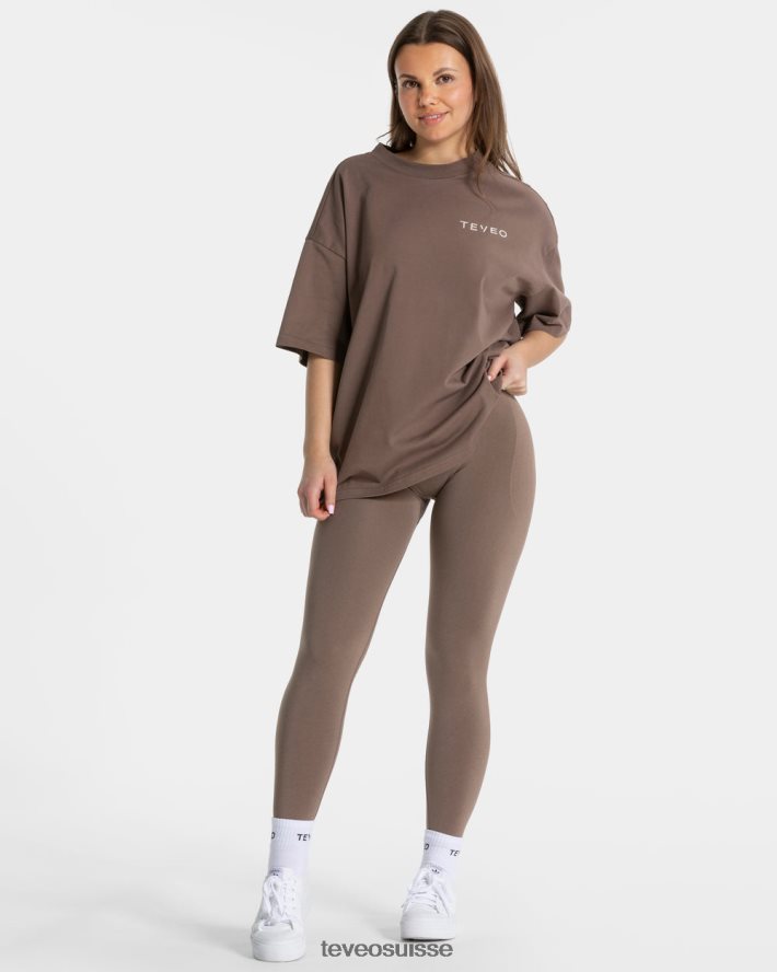 vêtements femmes TEVEO 40204P468 t-shirt oversize emblématique moka