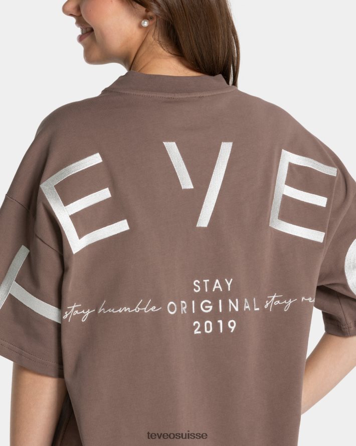vêtements femmes TEVEO 40204P468 t-shirt oversize emblématique moka