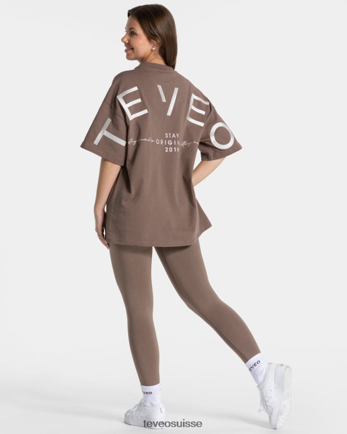 vêtements femmes TEVEO 40204P468 t-shirt oversize emblématique moka