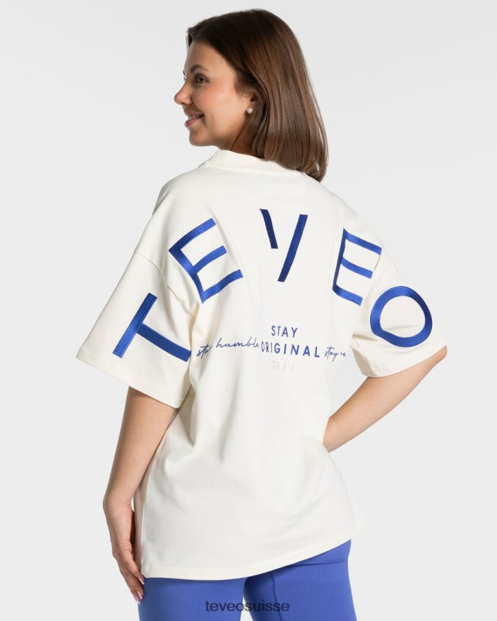 vêtements femmes TEVEO 40204P469 t-shirt oversize emblématique blanc cassé