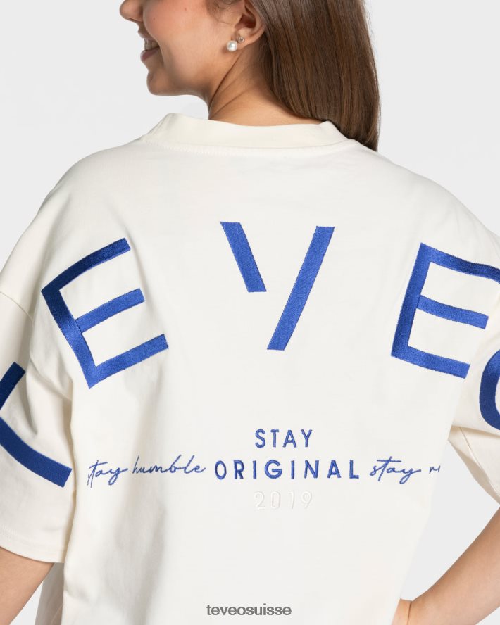 vêtements femmes TEVEO 40204P469 t-shirt oversize emblématique blanc cassé