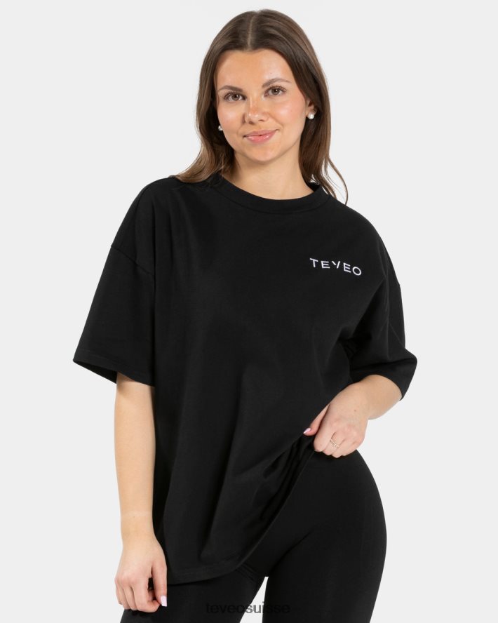vêtements femmes TEVEO 40204P470 t-shirt oversize emblématique noir