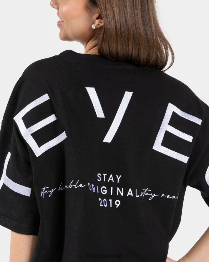 vêtements femmes TEVEO 40204P470 t-shirt oversize emblématique noir