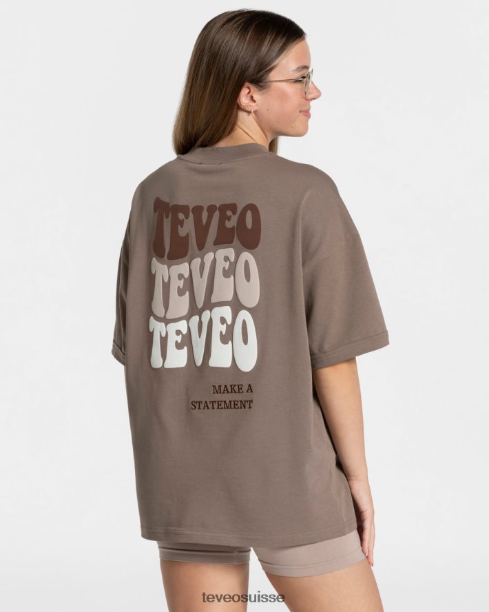 vêtements femmes TEVEO 40204P471 t-shirt oversize bonbons moka