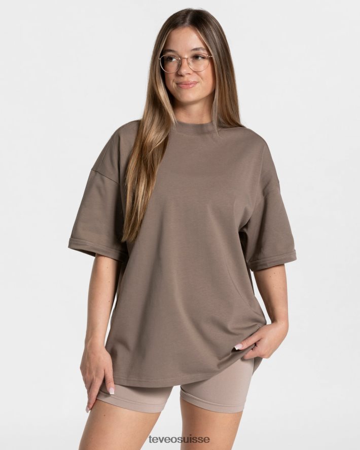 vêtements femmes TEVEO 40204P471 t-shirt oversize bonbons moka