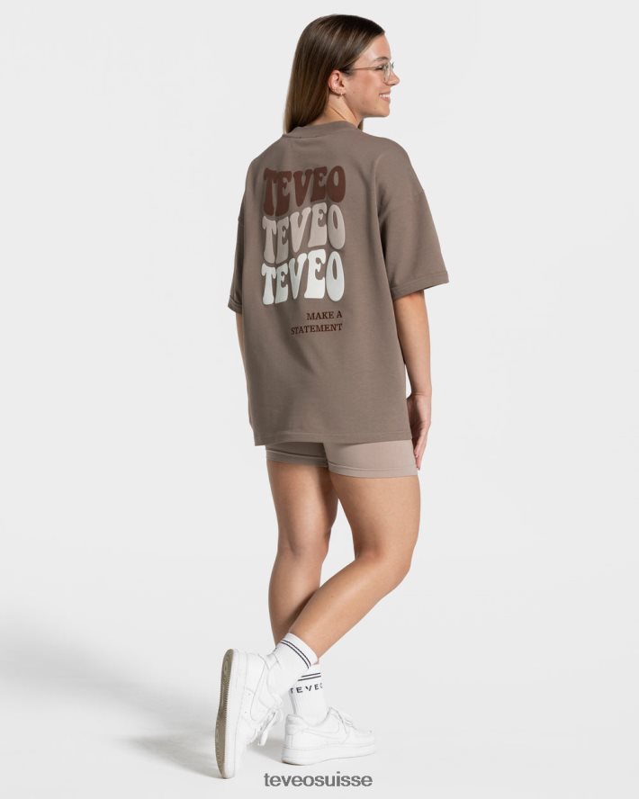vêtements femmes TEVEO 40204P471 t-shirt oversize bonbons moka