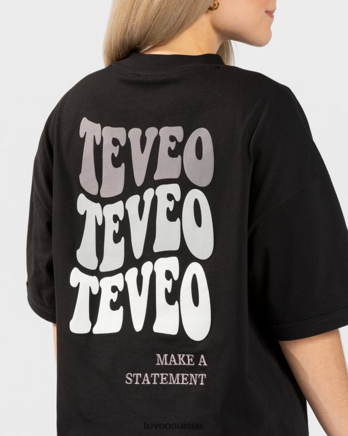 vêtements femmes TEVEO 40204P472 t-shirt oversize bonbons noir