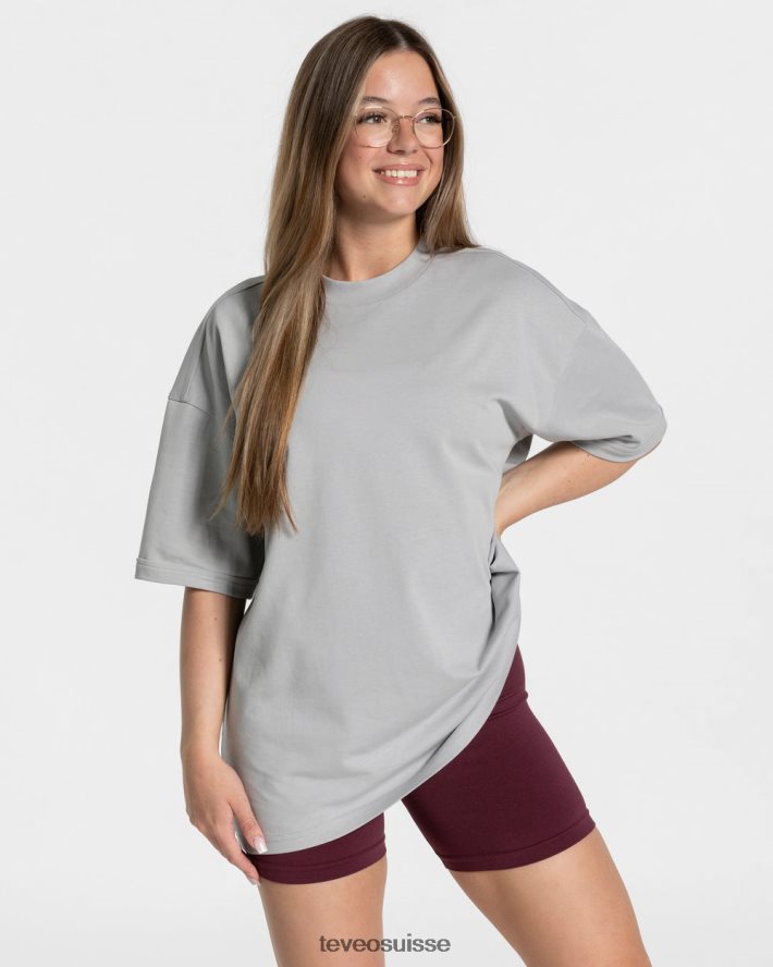 vêtements femmes TEVEO 40204P473 t-shirt oversize bonbons gris clair