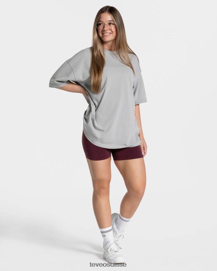 vêtements femmes TEVEO 40204P473 t-shirt oversize bonbons gris clair