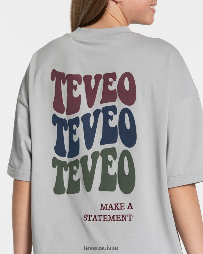 vêtements femmes TEVEO 40204P473 t-shirt oversize bonbons gris clair