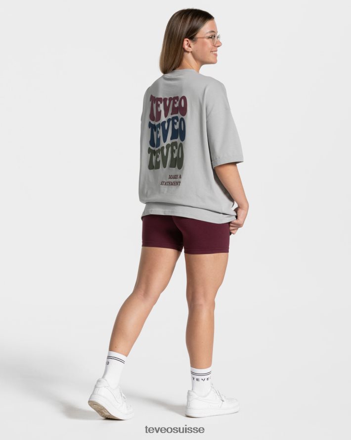 vêtements femmes TEVEO 40204P473 t-shirt oversize bonbons gris clair