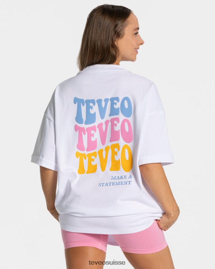 vêtements femmes TEVEO 40204P474 t-shirt oversize bonbons blanc