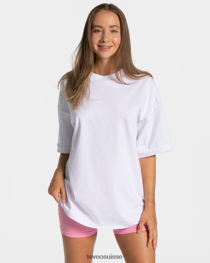vêtements femmes TEVEO 40204P474 t-shirt oversize bonbons blanc