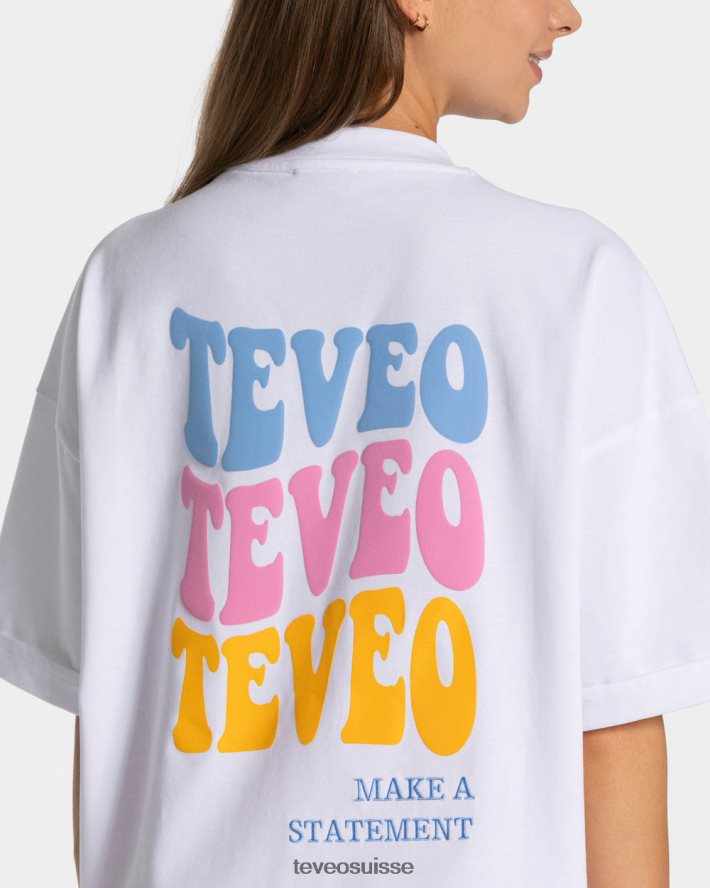 vêtements femmes TEVEO 40204P474 t-shirt oversize bonbons blanc