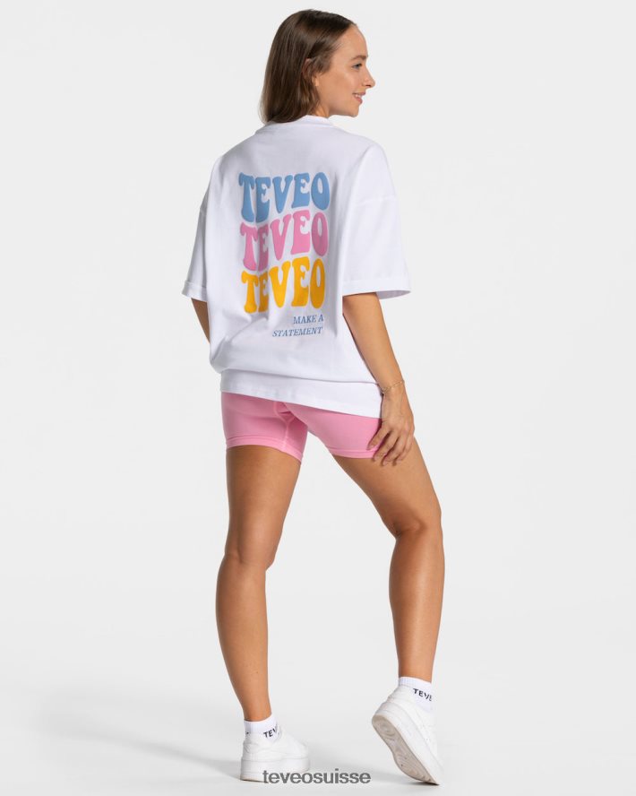 vêtements femmes TEVEO 40204P474 t-shirt oversize bonbons blanc