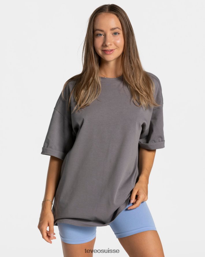 vêtements femmes TEVEO 40204P475 t-shirt oversize bonbons graphite