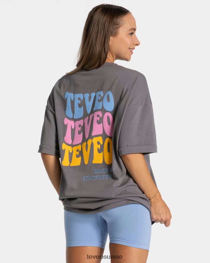 vêtements femmes TEVEO 40204P475 t-shirt oversize bonbons graphite