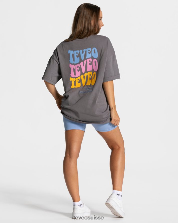 vêtements femmes TEVEO 40204P475 t-shirt oversize bonbons graphite