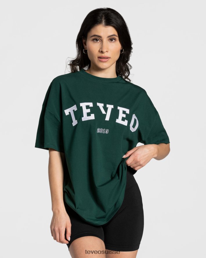 vêtements femmes TEVEO 40204P476 t-shirt oversize universitaire vert foncé