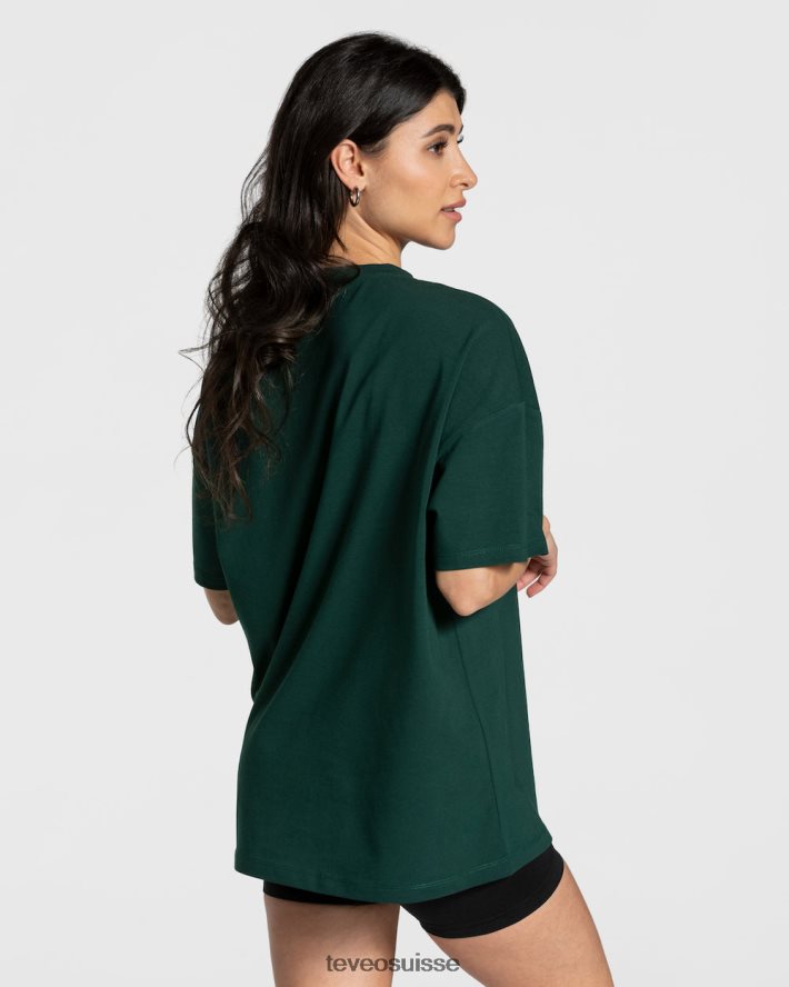 vêtements femmes TEVEO 40204P476 t-shirt oversize universitaire vert foncé